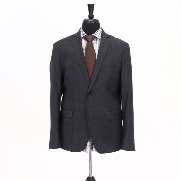 Frank & Oak 42R Gray Solid 2-Button Sport Coat Blazer Jacket G111 - Picture 1 of 11